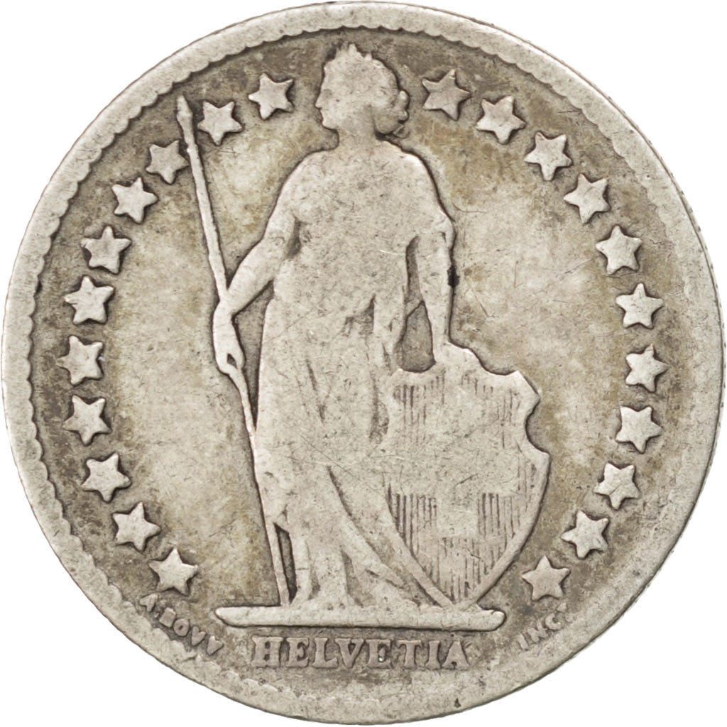 SWITZERLAND, 1/2 Franc, 1900, Bern, KM #23, VF(20-25), Silver, 18.2, 2.35
