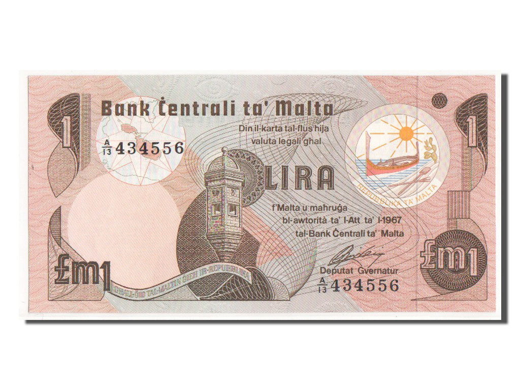 Malta, 1 Lira, KM #34b, UNC(64), A/13434556