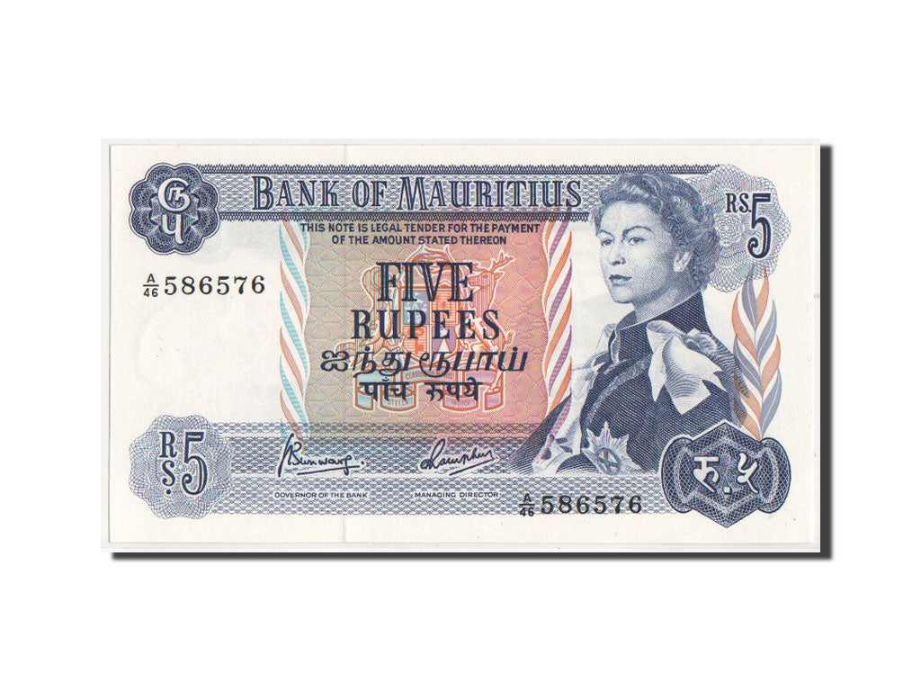 Mauritius, 5 Rupees, KM #30c, UNC(64), A/46586576