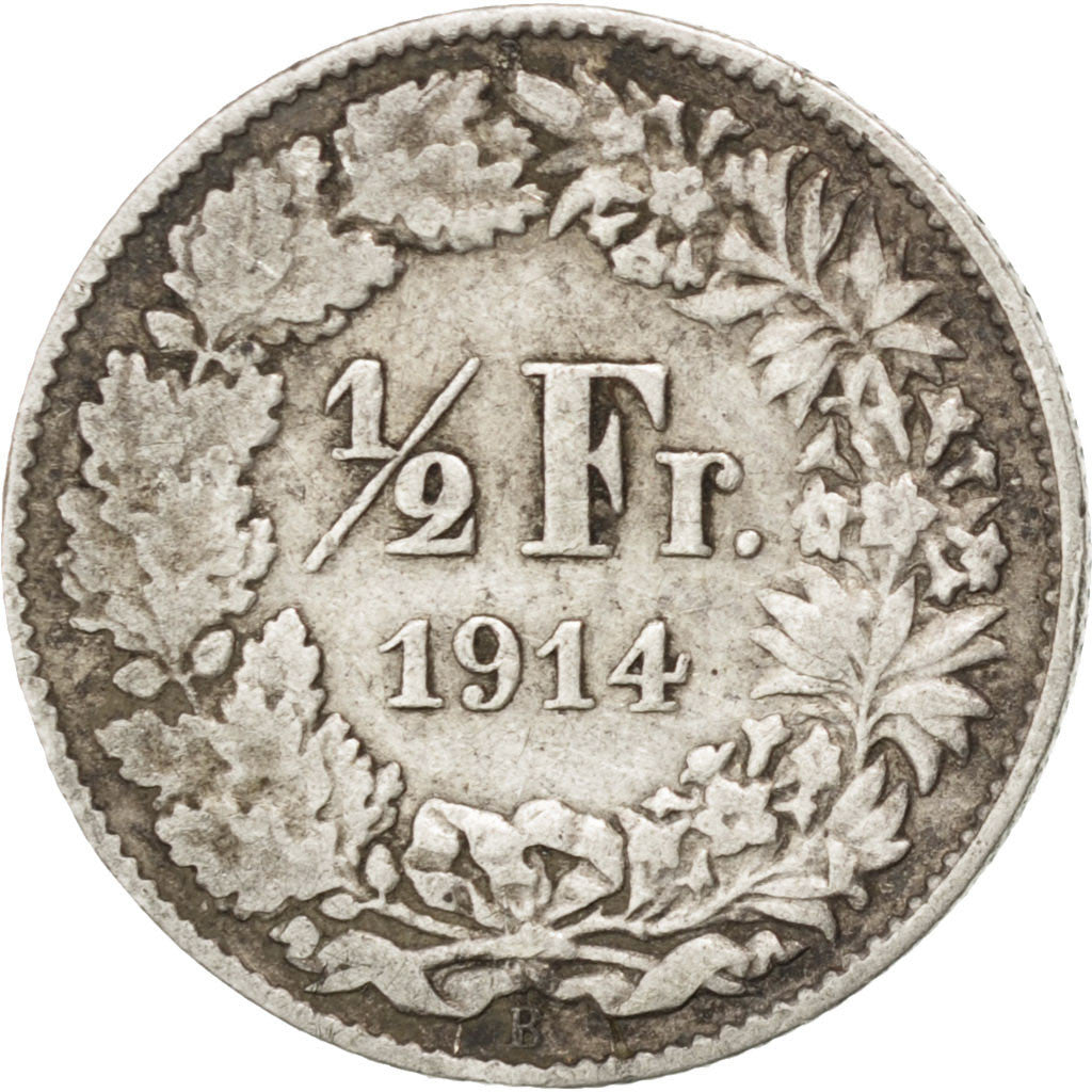 Coin, Switzerland, 1/2 Franc, 1914, Bern, EF(40-45), Silver, KM:23