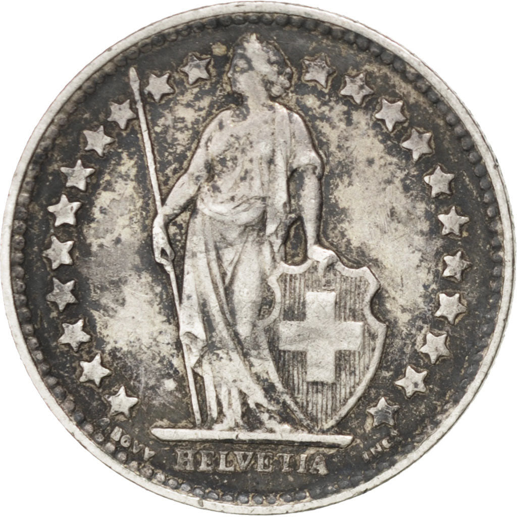 SWITZERLAND, 1/2 Franc, 1916, Bern, KM #23, EF(40-45), Silver, 18.2, 2.53