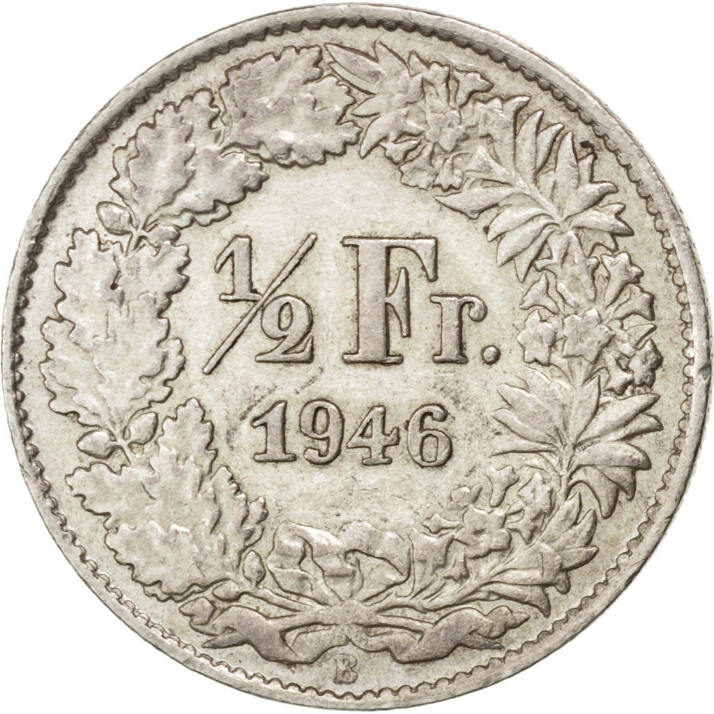 Coin, Switzerland, 1/2 Franc, 1946, Bern, AU(55-58), Silver, KM:23
