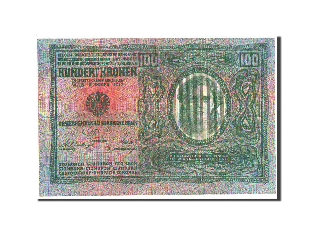 Austria, 100 Kronen, 1912, KM #12, AU(50-53)