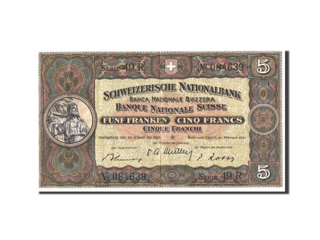 Banknote, Switzerland, 5 Franken, 1951, AU(50-53)