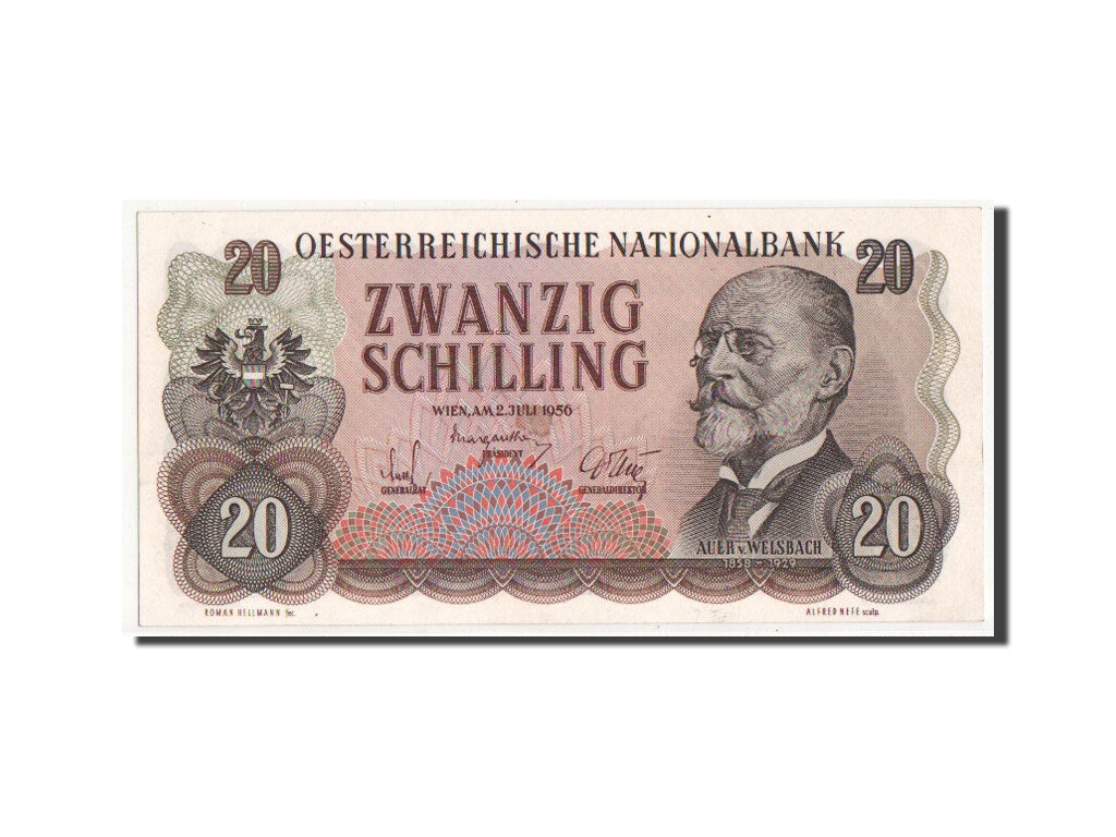Austria, 20 Schilling, 1956, KM #136a, UNC(64), AM766374