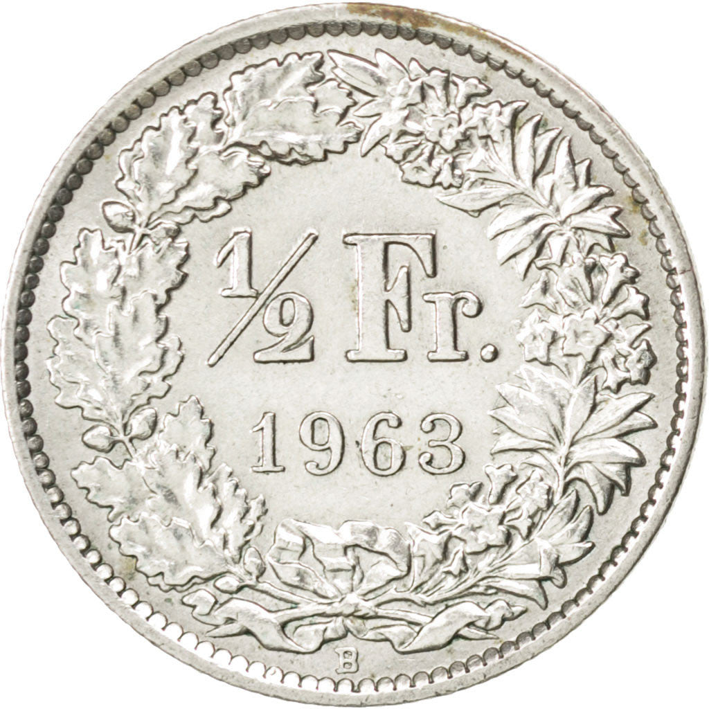 Coin, Switzerland, 1/2 Franc, 1963, Bern, AU(55-58), Silver, KM:23
