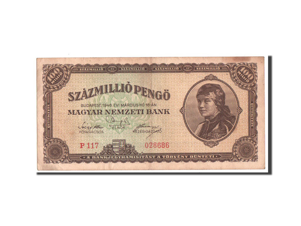 Banknote, Hungary, 100,000,000 Pengö, 1946, EF(40-45)