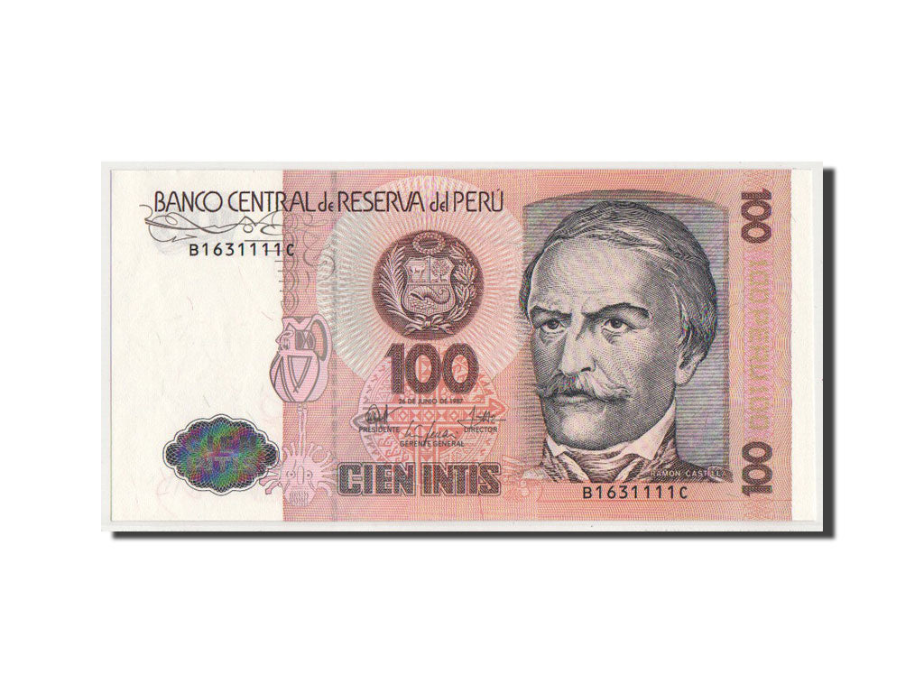 Banknote, Peru, 100 Intis, 1987, UNC(64)