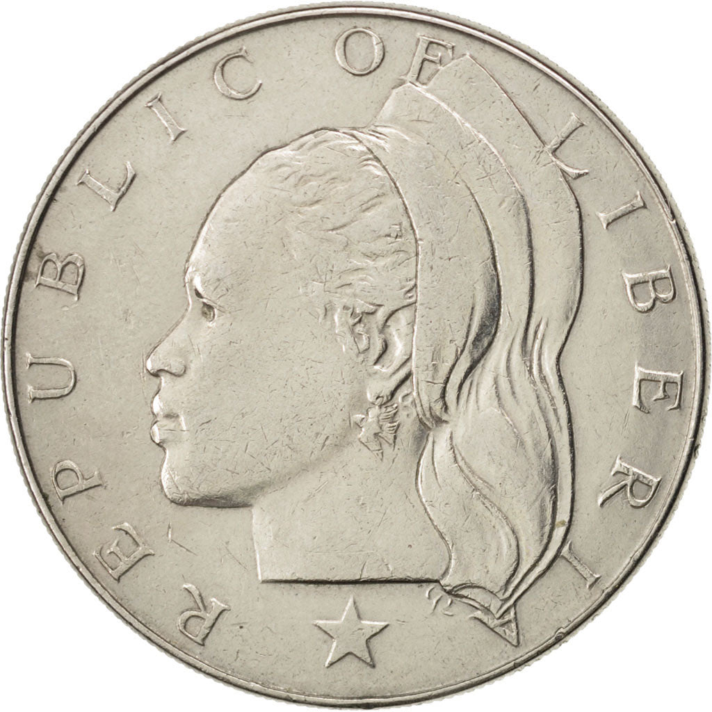 LIBERIA, Dollar, 1968, KM #18a.2, AU(50-53), Copper-Nickel, 34, 20.74