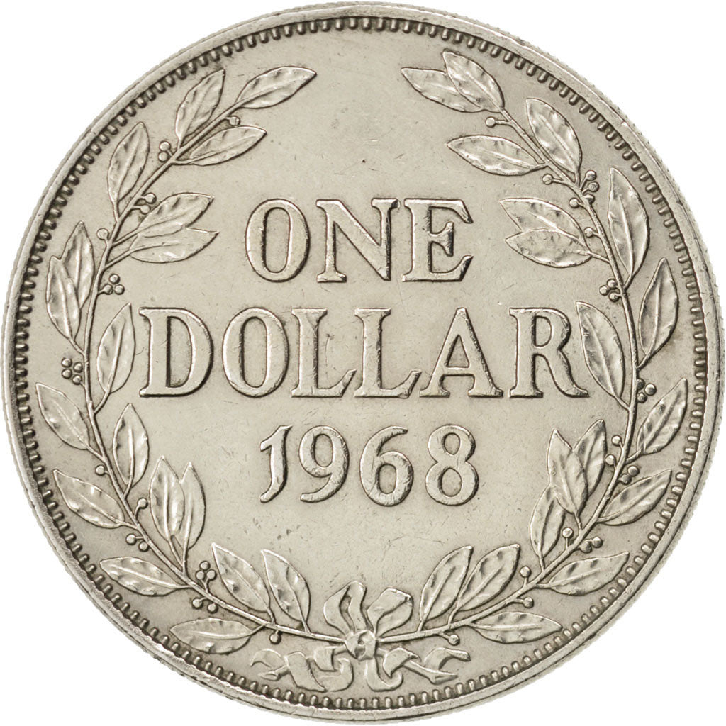LIBERIA, Dollar, 1968, KM #18a.2, AU(50-53), Copper-Nickel, 34, 20.74