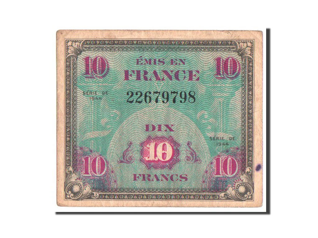 France, 10 Francs, 1944 Flag/France, 1944, KM #116a, 1944-06-01, EF(40-45),...