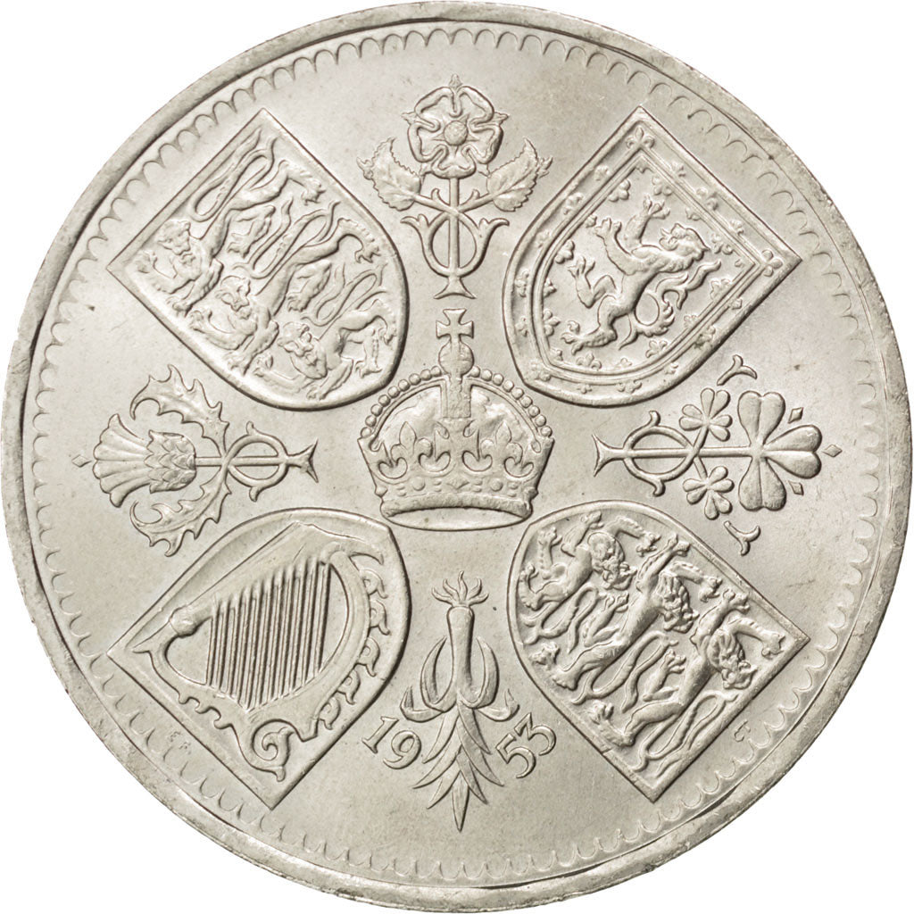 GREAT BRITAIN, Crown, 1953, KM #894, AU(55-58), Copper-Nickel, 38.61, 28.18