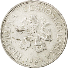 CZECHOSLOVAKIA, 5 Korun, 1928, KM #11, EF(40-45), Silver, 27, 7.07