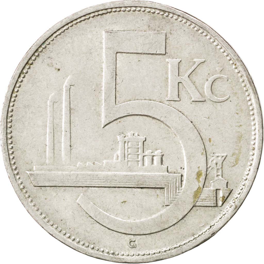 CZECHOSLOVAKIA, 5 Korun, 1928, KM #11, EF(40-45), Silver, 27, 7.07