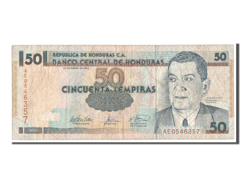 Honduras, 50 Lempiras, 2003, KM #88b, VF(30-35), AE0546357