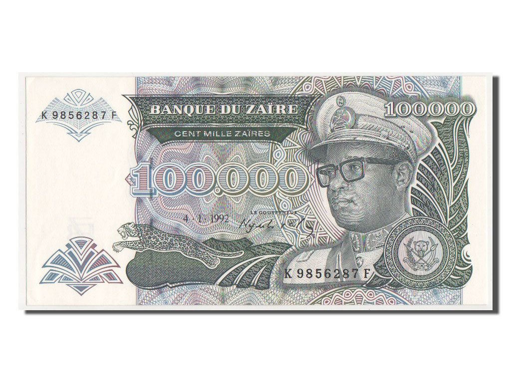 Banknote, Zaire, 100,000 Zaïres, 1992, UNC(64)