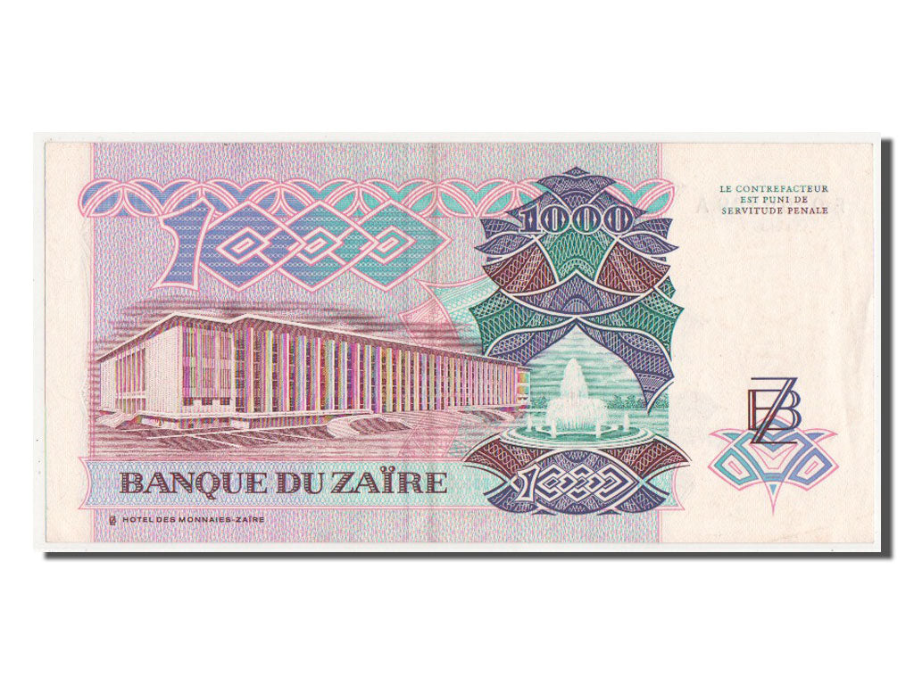 Biljet, Zaïre, 1000 Zaïres, 1989, SPL