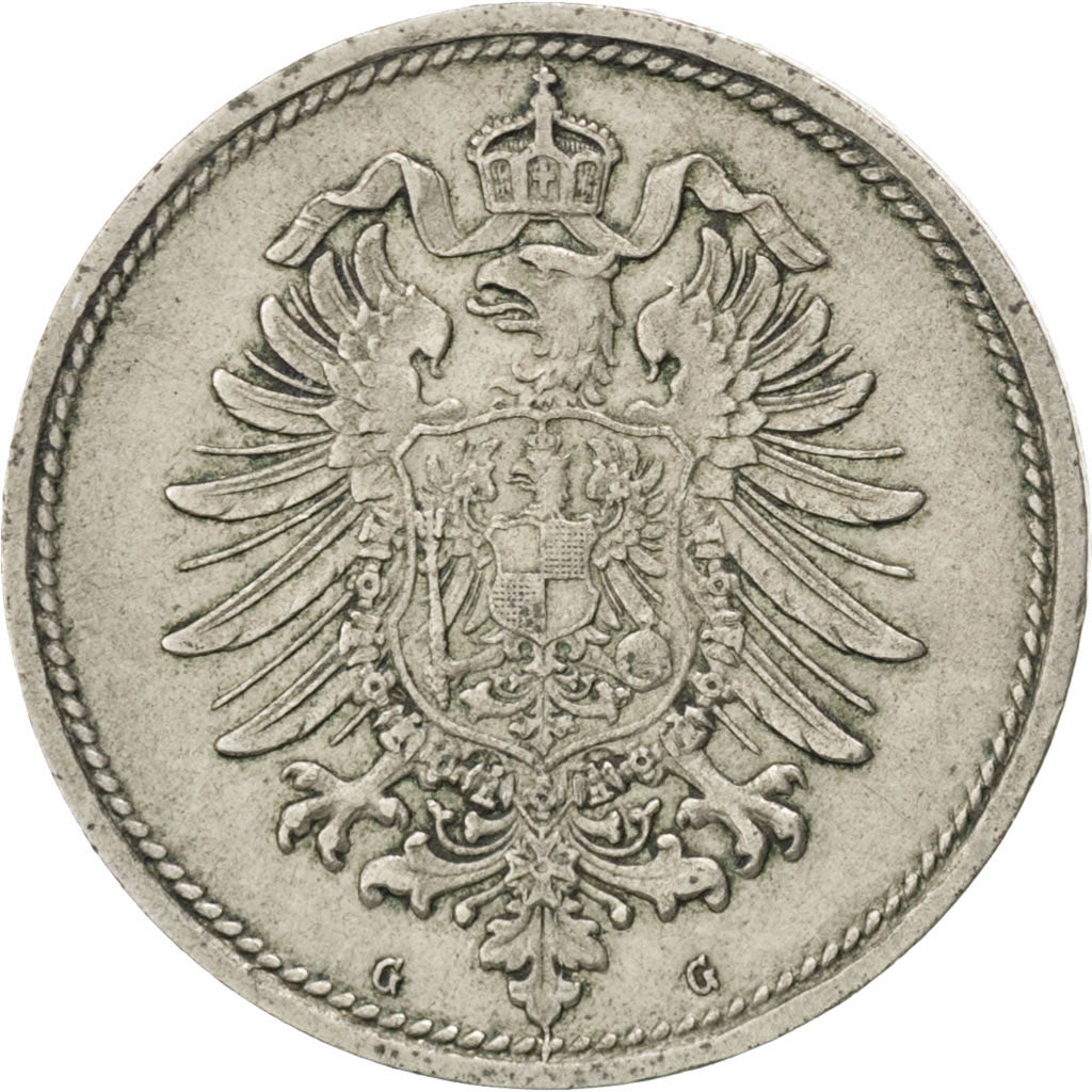 GERMANIA - IMPERO, Wilhelm I, 10 Pfennig, 1873, Karlsruhe, BB+, Rame-nichel,...