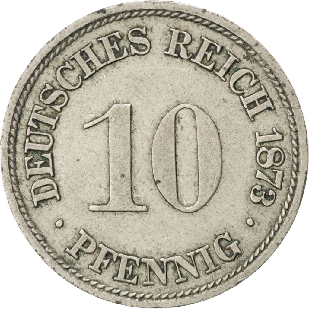 GERMANIA - IMPERO, Wilhelm I, 10 Pfennig, 1873, Karlsruhe, BB+, Rame-nichel,...