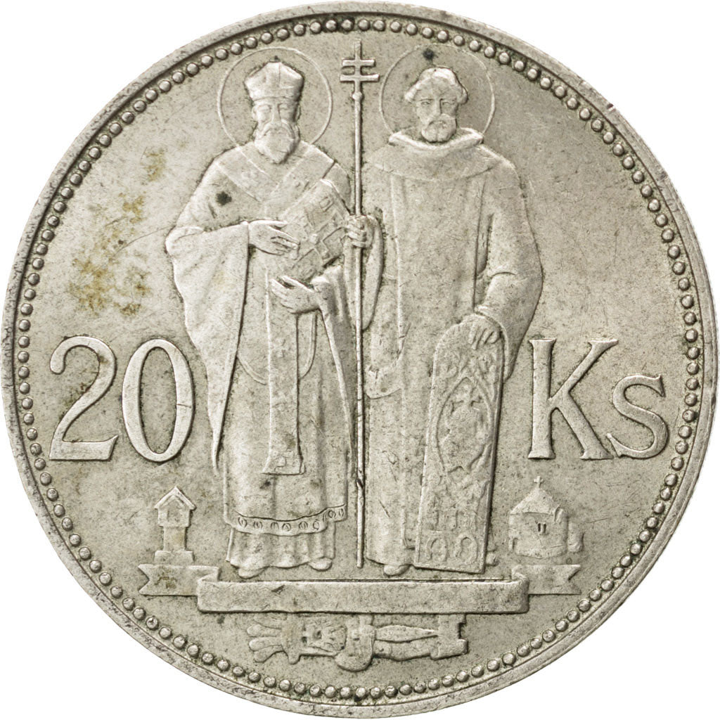 SLOVAKIA, 20 Korun, 1941, KM #7.1, AU(50-53), Silver, 31, 14.80