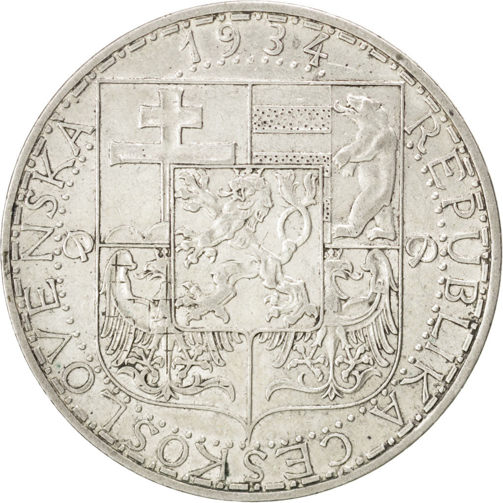 Cecoslovacchia, 20 Korun, 1934, BB, Argento, KM:17