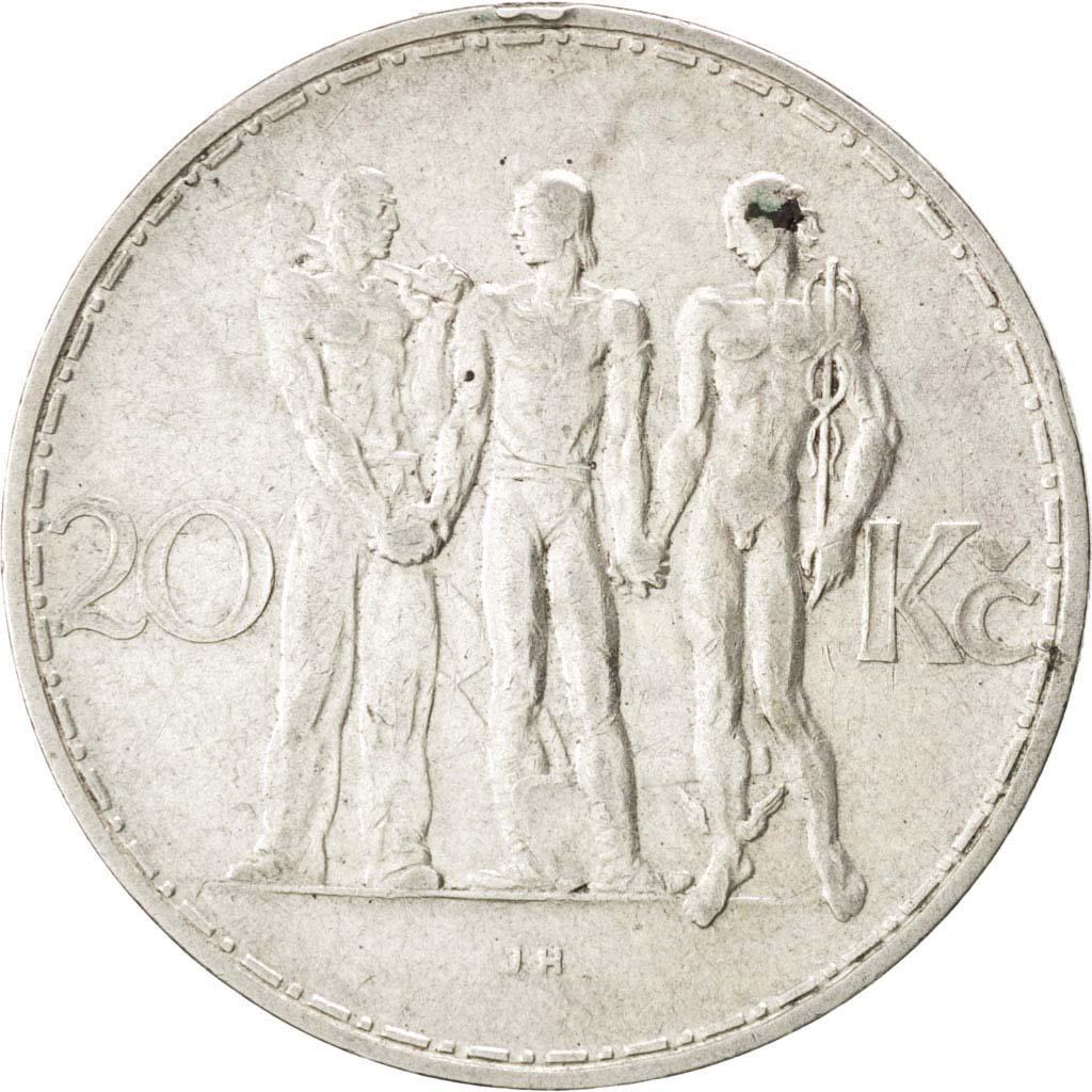Cecoslovacchia, 20 Korun, 1934, BB, Argento, KM:17