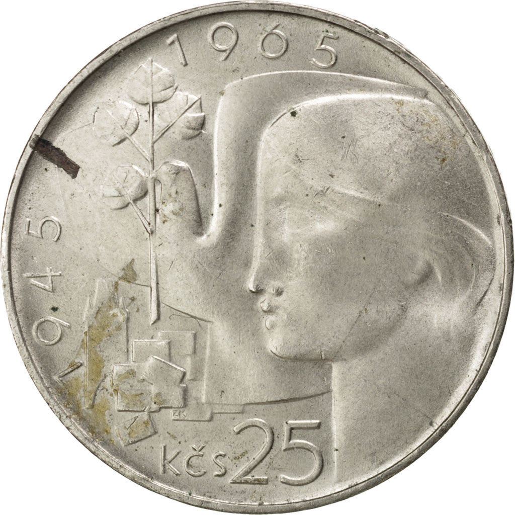 Moneta, Cecoslovacchia, 25 Korun, 1965, SPL-, Argento, KM:59