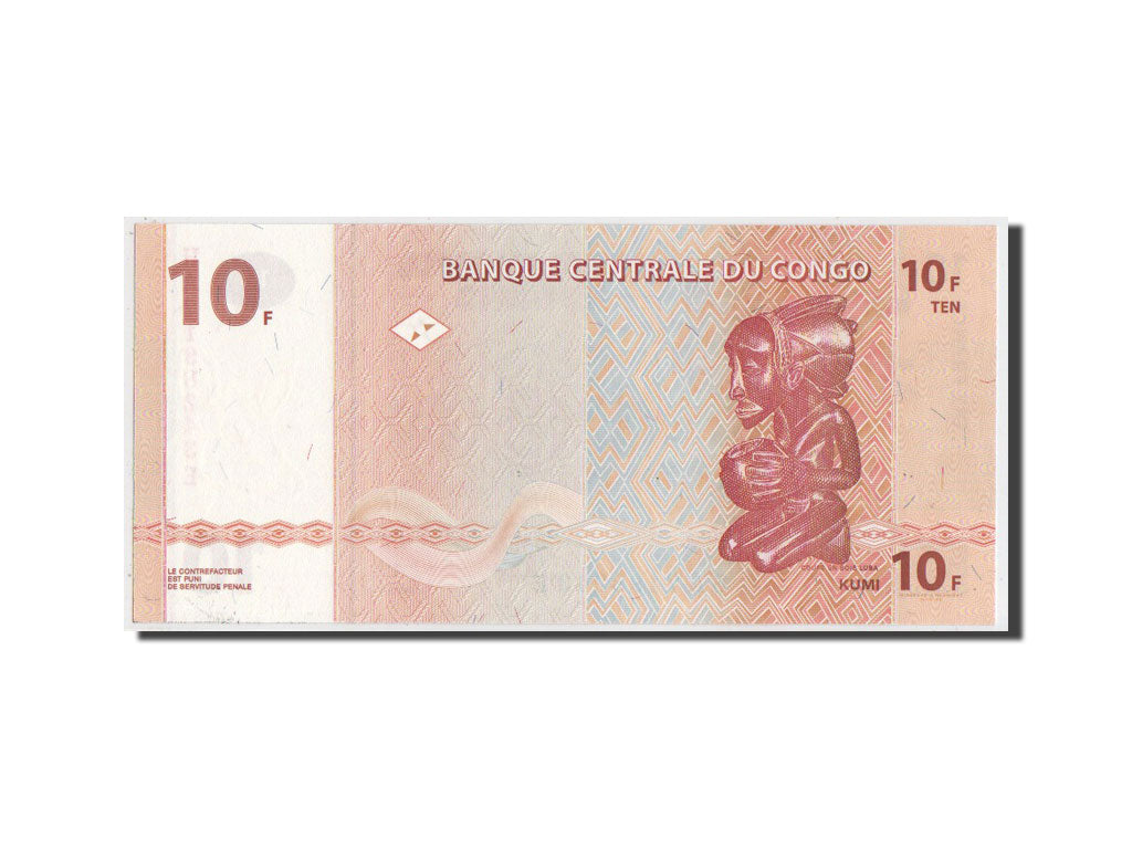 Biljet, Democratische Republiek Congo, 10 Francs, 2003, SPL+