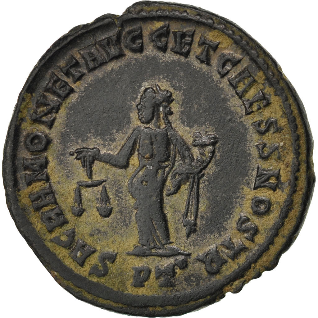 Constantius I, Follis, Ticinum, EF(40-45), Bronze, RIC #46a, 10.80