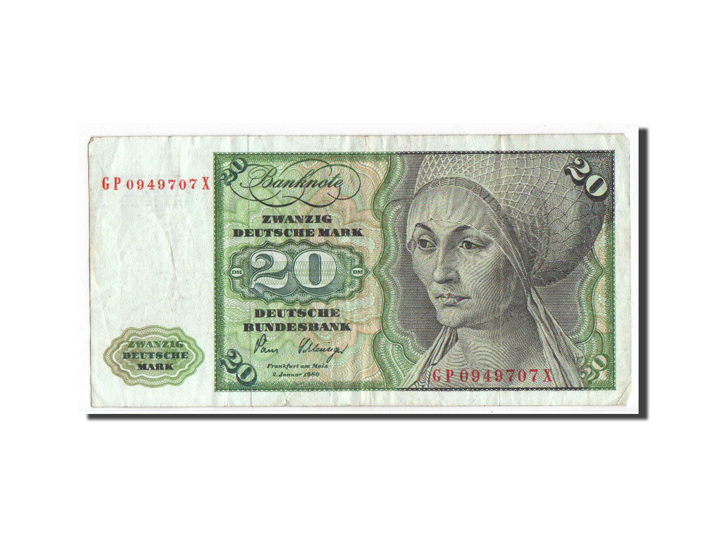 Banknote, GERMANY - FEDERAL REPUBLIC, 20 Deutsche Mark, 1980, VF(30-35)