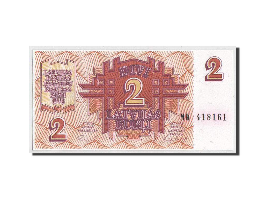 Billet, Latvia, 2 Rubli, 1992, SPL