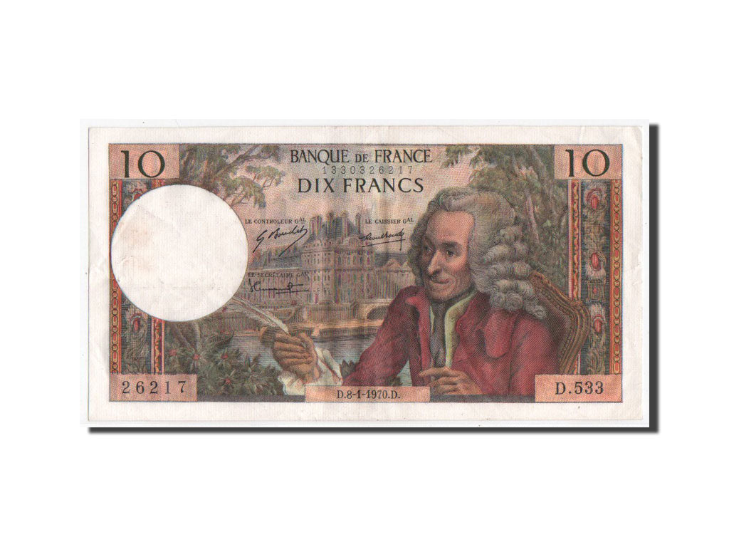 Banknote, France, 10 Francs, 10 F 1963-1973 ''Voltaire'', 1970, EF(40-45)