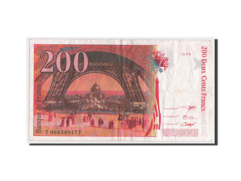 France, 200 Francs, 200 F 1995-1999 ''Eiffel'', 1996, KM #159a, VF(30-35),...