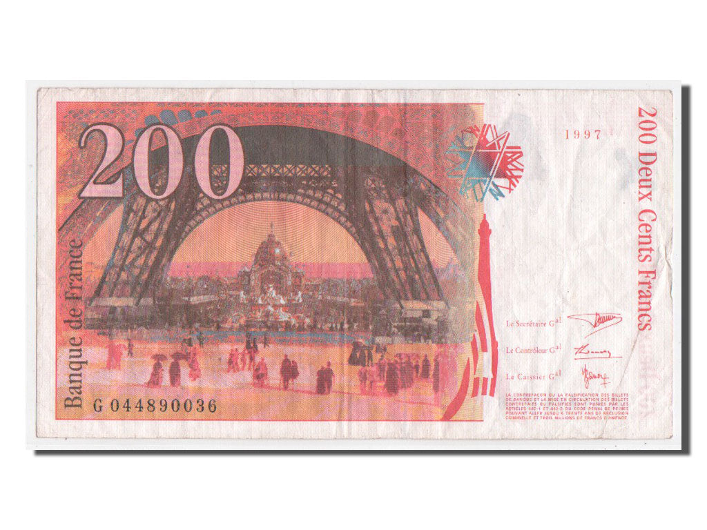 France, 200 Francs, 200 F 1995-1999 ''Eiffel'', 1997, KM #159b, VF(20-25),...