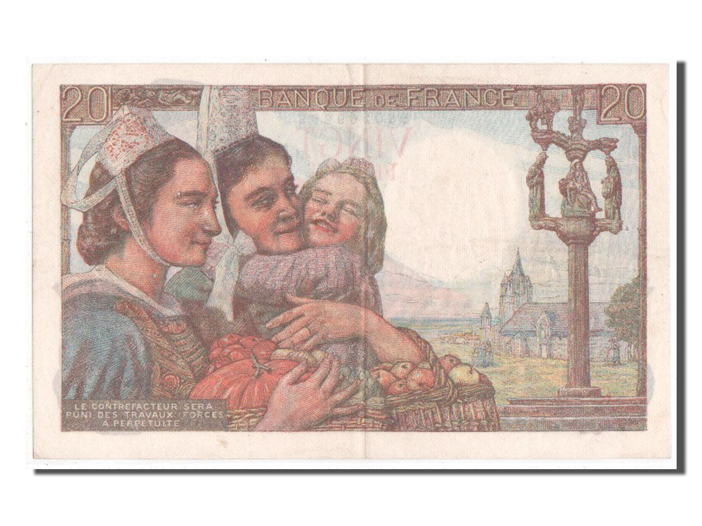 France, 20 Francs, 20 F 1942-1950 ''Pêcheur'', 1949, KM #100c, EF(40-45), 6...