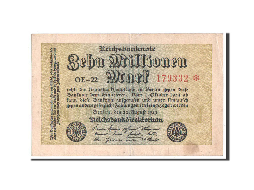Banknote, Germany, 10 Millionen Mark, 1923, AU(55-58)