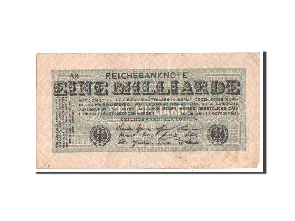 Germany, 1 Milliarde Mark, 1923, KM #122, VF(20-25), AR