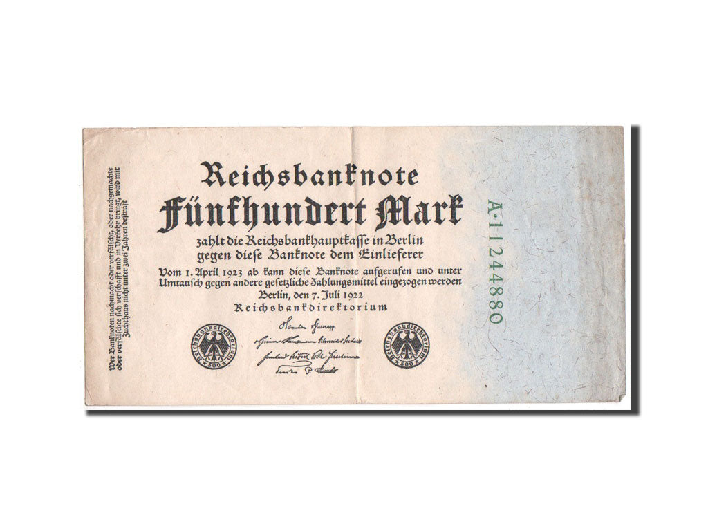 Biljet, Duitsland, 500 Mark, 1922, TB