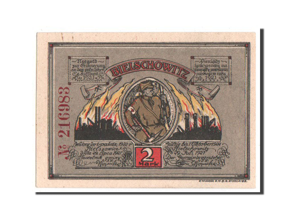 Germany, Polnisch Oberschlesien, 2 Mark, 1921, UNC(63), 216983, Mehl #104.5b