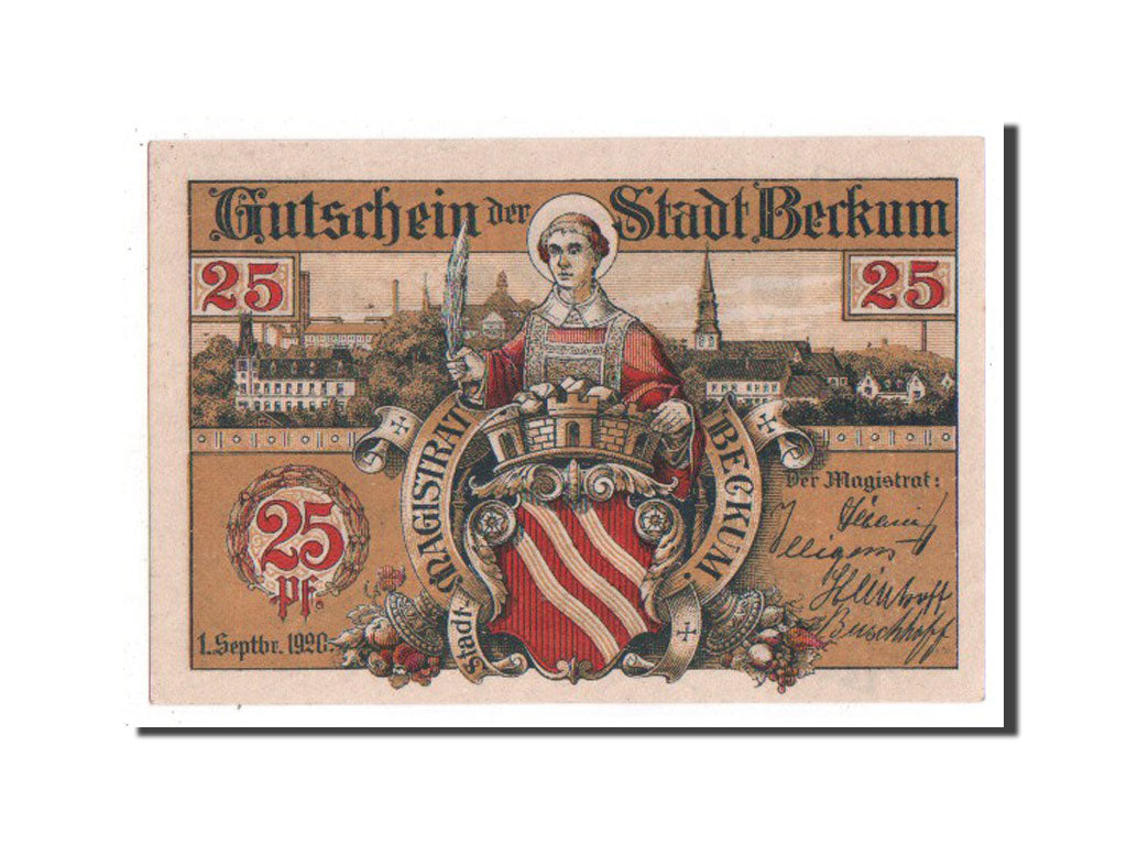 Geldschein, Deutschland, Beckum Stadt, 25 Pfennig, 1920, VZ, Mehl:68.2