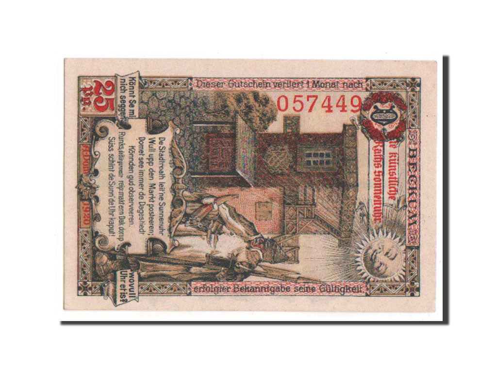 Geldschein, Deutschland, Beckum Stadt, 25 Pfennig, 1920, VZ, Mehl:68.2