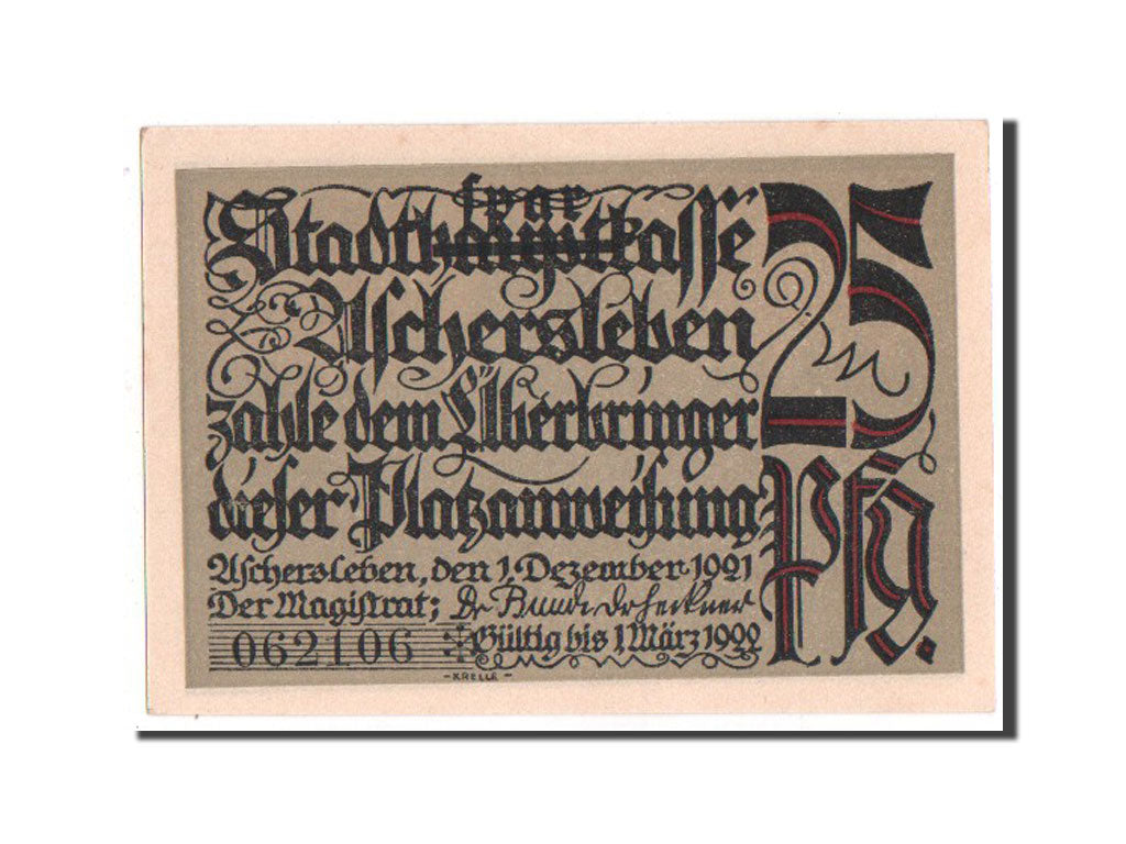 Banknote, Germany, Aschersleben, 25 Pfennig, 1921, UNC(64), Mehl:50.3