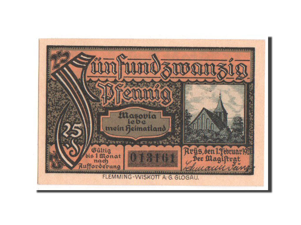 Banknote, Germany, Ostpreußen, 25 Pfennig, 1921, UNC(65-70), Mehl:47.1a