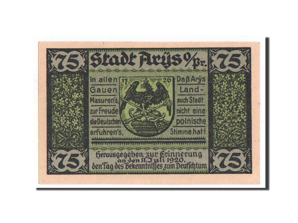 Germany, Ostpreußen, 75 Pfennig, 1921, UNC(65-70), 004779, Mehl #47.1a