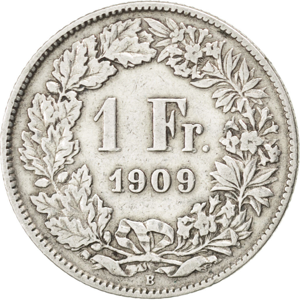 Moneta, Svizzera, Franc, 1909, Bern, MB+, Argento, KM:24