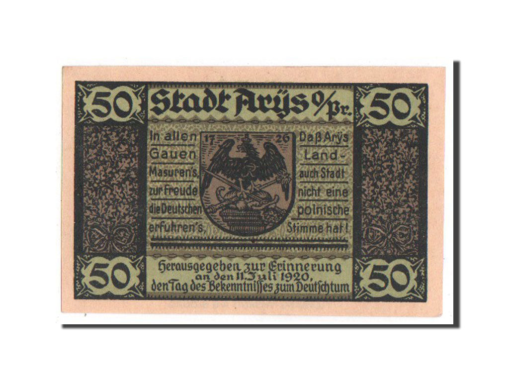 Germany, Ostpreußen, 50 Pfennig, 1921, UNC(63), 015393, Mehl #47.1a