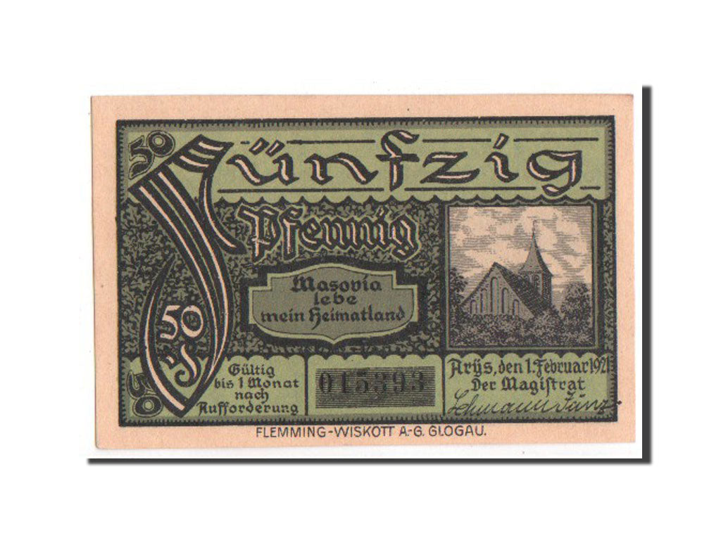 Germany, Ostpreußen, 50 Pfennig, 1921, UNC(63), 015393, Mehl #47.1a
