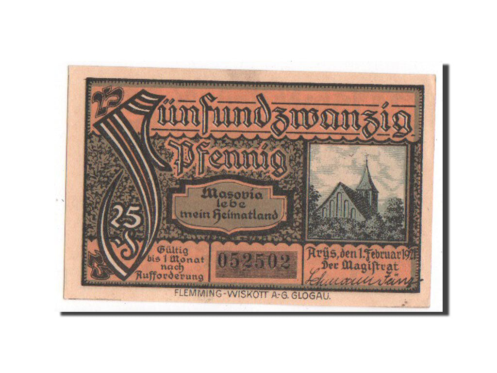 Germany, Ostpreußen, 25 Pfennig, 1921, UNC(63), 052502, Mehl #47.1a