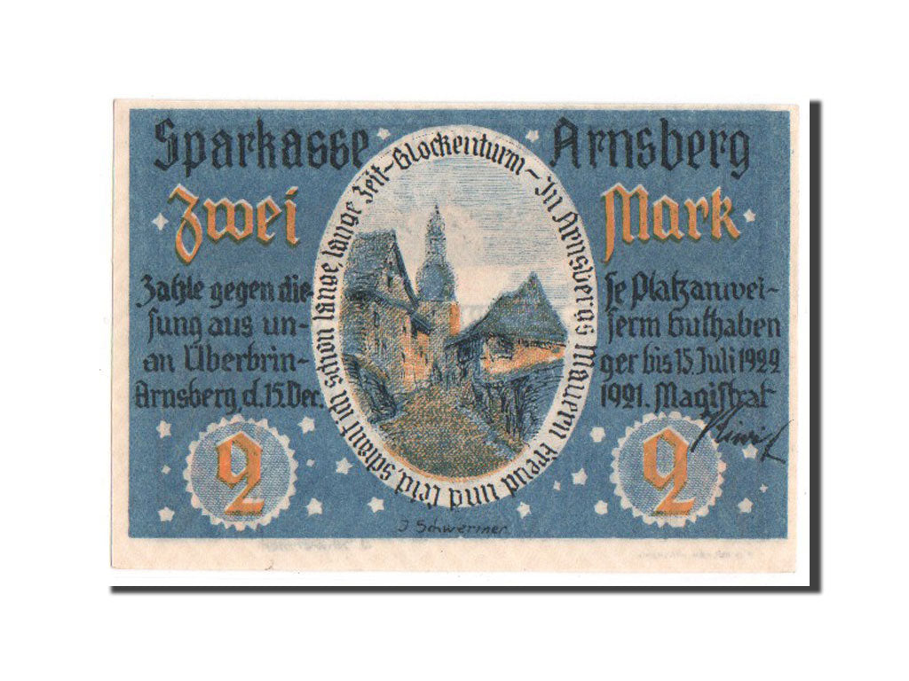 Banknote, Germany, Arnsberg, 2 Mark, 1921, UNC(63), Mehl:42.1