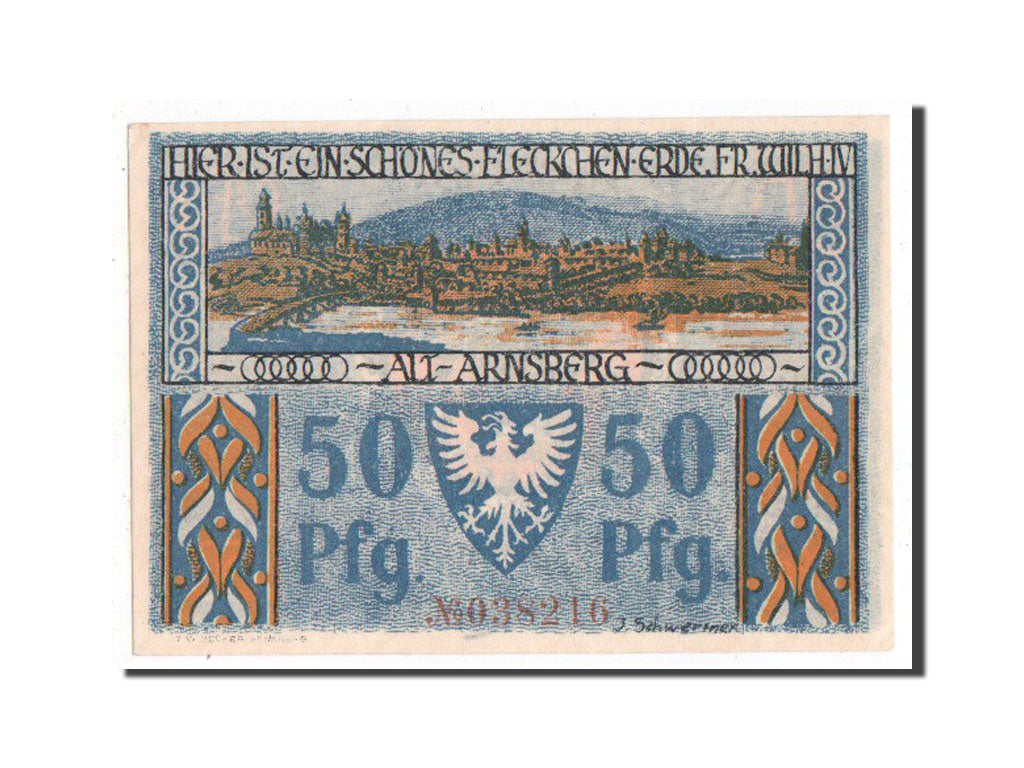 Banknote, Germany, Arnsberg, 50 Pfennig, 1921, UNC(63), Mehl:42.1